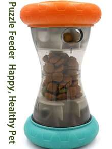 Pet Slow Feeder Toys, Dog Quiet Ball, Cat Tumbler Feeder, Threaded Dispenser, Blue & Orange - 5L - View 8