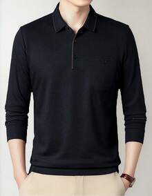 TendenciaSuéter Casual De Punto Con Botones Y Cuello Tipo Para HombreCalidad premium - Azul Marino - Ver 1