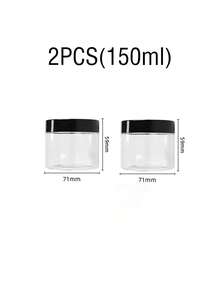2个直径2.8英寸的塑料储物罐，带盖，化妆品收纳罐，可重复使用，旅行化妆品收纳罐，适用于颜料、乳霜、史莱姆、乳液、粉末、样品、厨房收纳，可重复灌装 - 黑色 - 查看 11