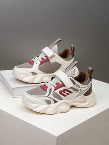 1双儿童撞色舒适多功能轻便户外运动鞋，时尚休闲跑步鞋，男女童均适用 - 卡其色 - 查看 6