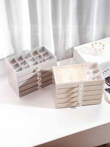 1个无窗首饰盒，时尚女孩及女士首饰收纳盒，多功能植绒首饰盒，柔软植绒设计防止刮伤，旅行及邮轮出行理想之选，大容量双层首饰盒，浴室收纳盒，储物盒，橱柜整理盒，生日礼物，情人节礼物，结婚礼物，母亲节礼物，返校礼物，复活节礼物，新年礼物 - 多色 - 查看 11