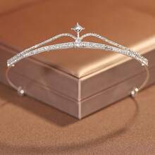 1pc Crown Headband, Fashionable Alloy Wedding Crown, Suitable For Wedding, Birthday Party Accessories