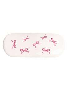 1pc Fashionable Printed Glasses Case, Ins Glasses Storage Box, Printed With Red Bow, Pink Bow, Leopard Print Five-Pointed Star, Black 8 Billiard Ball And Black Bow Pattern, Multifunctional Storage Box, Portable Sunglasses Storage Box