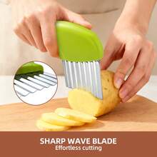 1 pieza Cortador de patatas de acero inoxidable - Manual, duradero y eficiente con hoja curva, herramienta de cocina para cortar patatas y otros vegetales, fácil de usar, sin necesidad de electricidad, cortador y picador de vegetales - - - Ver 6