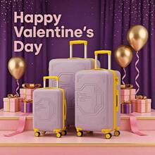 FOCHIER F Three-Piece Travel Suitcase Set, Made Of ABS Hard Shell, Silent Omnidirectional Wheels, Aluminum Alloy Pull Rod, Unique Chinese-Style Trolley Luggage Set, 20-Inch, 24-Inch, 28-Inch, Suitable For Business/Travel/Moving, Ideal Valentine's Day Gift. - Hồng - Xem 8