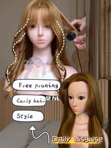 22 Inch 90% Real Human Hair Mannequin Head, Beauty Salon Hairstyle Training Model With Tabletop Clamp, For Hair Extensions Practice - Multicolor - View 6