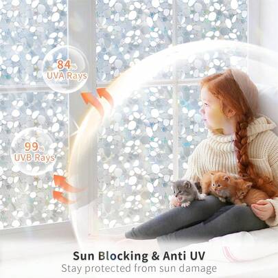 1 Roll Window Privacy Film Stained Glass Window Film, Anti UV Heat Blocking Static Window Cling Rainbow Film, Window Tint Decorative For Home Door