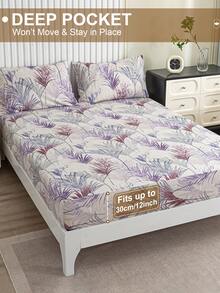 4pcs Floral Pattern Bedding Set, Includes 1 Fitted Sheet, 1 Flat Sheet And 2 Pillowcases, Protects Mattress (Pillow Insert Not Included). Luxury Fitted Sheet Set, Available In Sizes: Super King, King, Queen, Twin. Soft And Comfortable, Suitable For Bedroom, Protects Mattress. Machine Washable. - Multicolor - View 5