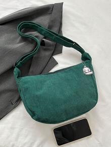 2026 New Korean Ins Style Girls Cute Cloud Corduroy Shoulder Bag, Minimalist Crossbody Bag - Army Green - View 10