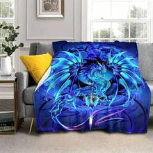 3D Print Cool Colorful Sci-Fi Dragon Blanket Flannel Blanket Soft Throw Blankets Bedspread For Bed Sofa Couch S Blanket Gifts - 白色 - 查看 1