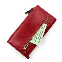 Women Wallets Fashion Large Capacity Long PU Leather Top Quality Card Holder Classic Female Zipper Purse Women - màu xanh lá - Xem 5