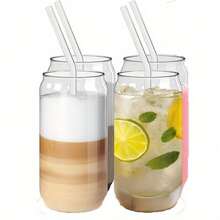 1 Piece Durable High Borosilicate Glass Water Cup With Straw And Wooden Lid - Transparent Multi-Purpose Cup Suitable For Iced Coffee, Tea, Juice, Beer, Milk - -Friendly Glass Drinkware, 11.83oz/15.22oz/18.6oz Capacity, Perfect For Home, Office, And School Use - 1個 - 查看 11