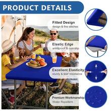 Spandex Table Cover For 6 Foot Rectangle Tables-2 Pack Royal Blue Outdoor Picnic Elastic Table Cover-Spandex Stretch Folding Table Cloths For Camping Dining Room Patio Kitchen Banquet Party,30''x72''|2Pack,RoyalBlue - 皇家藍 - 查看 3