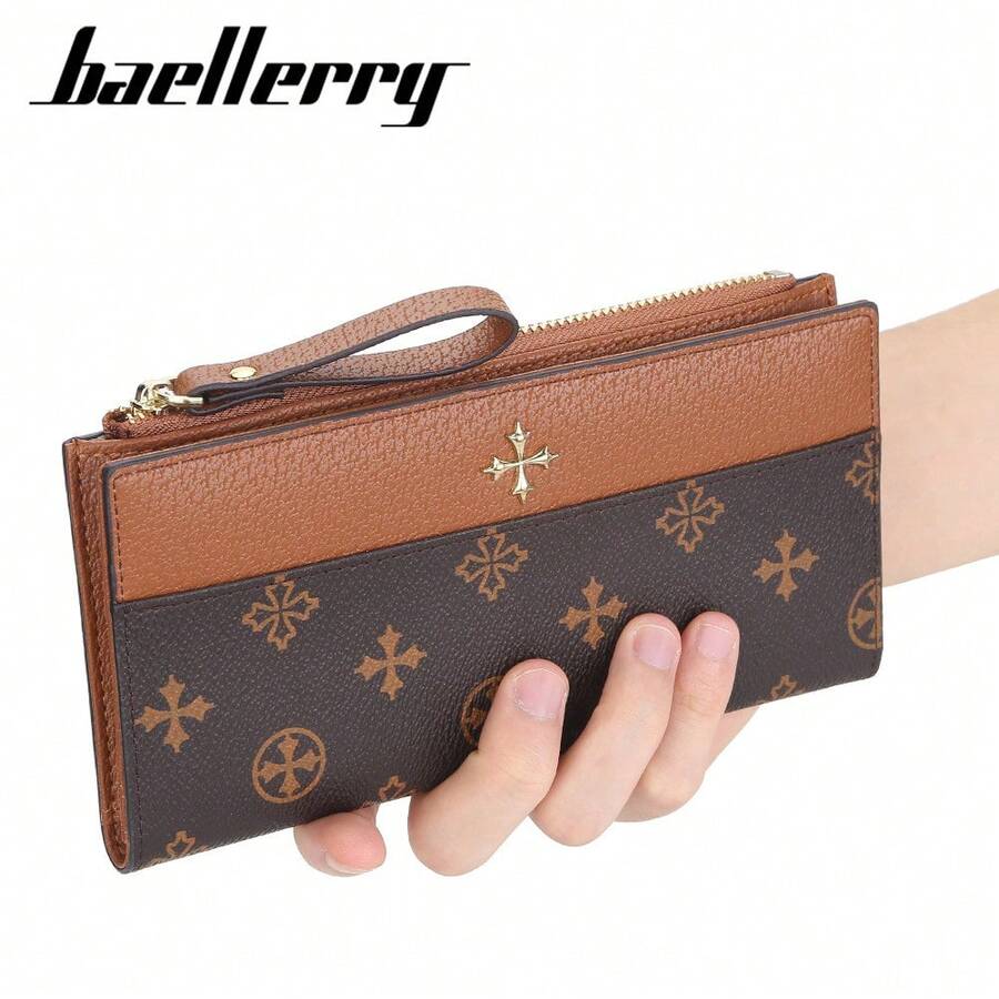 BAELLERRY New Women's Long Wallet, Printed, Multi-Card Slot, Zipper Clutch Bag - 5586-wine Red - View 1