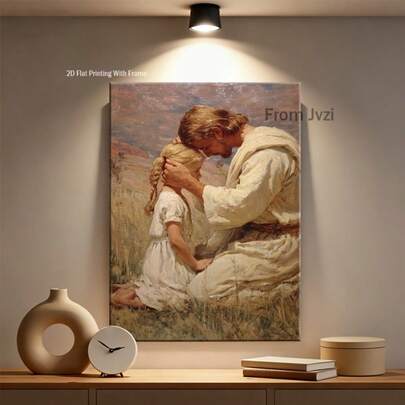 1 Kneeling And Praying With Hands On | Modern And Bohemian Style Art, Wood Frame, Suitable For Living Room, Bedroom, Home Office