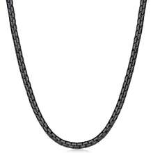 Black Flat Box Chains For Men, 2.5/3/4/4.5/5mm Stainless Steel Chain Necklace, Necklaces For Men And Women 16-28 Inches - Đen 4MM - Xem 1
