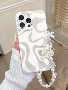 1个时尚印花穿孔直边彩色彩绘加厚防摔手机壳，带串珠手链配件，兼容和红米手机，国际版，非国内版 - 彩色 - 查看 3