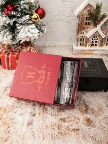 4只装60毫升/2盎司个性化威士忌酒杯套装，带礼盒，永久激光雕刻，永不褪色，可定制姓名，方形杯口，适合作为圣诞礼物、结婚礼物、伴郎礼物、伴娘礼物。