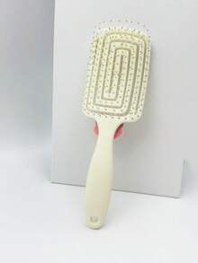 1pc Beige Boar Bristle Curly Hair Brush, Elastic Styling Comb For Voluminous Wet & Dry Hair - Beige - View 6