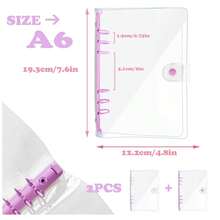 A6 Soft PVC 6 Rings Binder Cover Clear Budget Binder Clear A6 6-Hole Planner Binder Cover Yellow Purple Pink Round Ring Binder Cover For Refillable Notebook - Multicolor - View 5