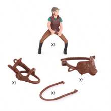 逼真野生动物模型套装，包括马、白马、赛马、骑师、马术、名马模型，适用于农场娃娃屋、微缩景观装饰 - 馬 - 查看 17