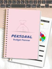 1本月度预算计划笔记本，112页，简约易用的ADHD预算计划本，包含储蓄和债务追踪、支出图表视图和透明口袋，方便储蓄，办公学习用品，男女皆宜，可作为礼物赠送。 - 粉色 - 查看 3