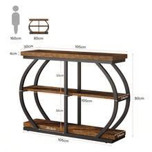 Tribesigns Mesa consola de 104 cm, mesa de entrada industrial de 3 niveles con estructura de metal curvado y estantes de almacenamiento para sala de estar, pasillo, café rústico. - Marrón - Ver 2