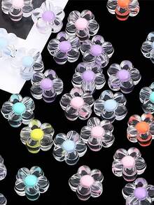 50/100颗 12毫米透明糖果色花形珠子，DIY手机挂绳和汽车配件 - 彩色 - 查看 7