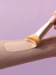 1pc Wavy Head Soft Bristle Makeup Brush, Pink Base, Non-Powdery, Easy To Clean, Professional Face Contour, Setting Powder Brush, Multi-Functional Beauty Tool - Apricot - View 6