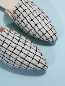 Women's Solid Color Bow Decor Pointed Toe Slip-On Flat Shoes, Casual Fashion Elegant Loafers, Soft Bottom Daily Commute Office Shoes, Mules, Brown - White Black - View 8