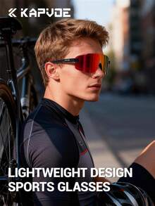 KAPVOE 轻便跑步眼镜，男女款山地自行车骑行眼镜，户外运动配件，露营，旅行，自行车眼镜，钓鱼装备，包含眼镜盒、眼镜布和眼镜袋 - 彩色 - 查看 5