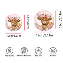 6pcs Cute Highland Cow Pattern Coaster Set, Home Decor Absorbent Silicone Coasters For Tea Cup, Water Glass, Wine Glass, Coffee Mug, Suitable For Home, Party, Kitchen Accessories, All Season Decoration - Multicolor - View 11