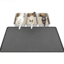 Alfombra para arena de gato Lorvain, 45" x 30" Alfombra extra grande para caja de arena de gato| Fácil de limpiar, tacto suave, resistente a manchas de orina, gris oscuro - Gris oscuro: 45" x 30" - Ver 1
