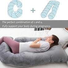 J-Shaped Pregnant Woman Pillow, Comfortable Sleep Pregnancy Pillow For Expectant Mothers, Full-Body Pregnant Woman Pillow, Provides Support For Legs, Back, Neck,Shoulders, Buttocks, Pregnant Women Provide Better Sleep In The Abdomen Of Pregnant Women - Grey - View 3