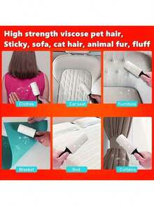 Quitapelos para mascotas, súper pegajoso, fácil de rasgar, sin fragancia, no impermeable, para uso corporal, adecuado para muebles, ropa y alfombras, limpieza de pelo de perro y gato - Blanco y Negro - Ver 9