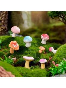 20pcs Mini Mushroom Crafts - Miniature Fairy Garden Mushrooms, Small Resin Mushroom Decorations, Realistic Mushroom Miniatures And Bonsai Style Micro Landscape Decorations. - Multicolor - View 3