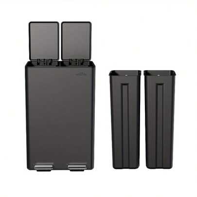 [MVm Stainless Steel Bin] MVm 60L Stainless Steel Kitchen Step Bin | Dual Compartment, Quiet Close & Odor-Sealing, 2 Removable Inner Buckets, Anti-Fingerprint Rust-Proof For Home Office