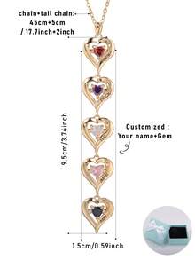 1pc Customized Personalized Multi-Name Engraved Minimalist Elongated Heart Pendant Necklace, Unique Accessory Combination, Gifts For Thanksgiving, Mother's Day, Valentine's Day, Birthday, Anniversary, Friends, Graduation, Christmas, High-End Family - Gold - View 14