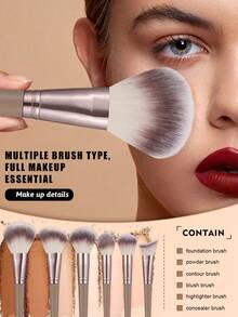 54pcs Makeup Brush Set With Makeup Sponges, All-In-One Beauty Tools Kit For Daily Facial Makeup - Coffee Brown - View 7