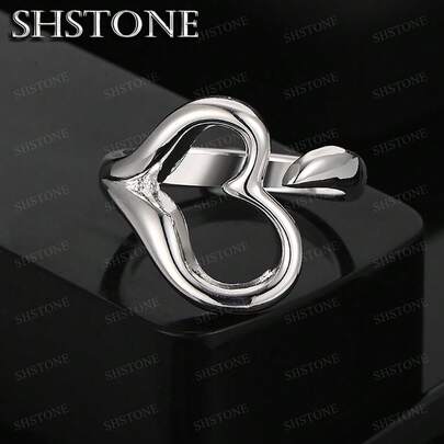 925 Sterling Silver Open Ring 18K Gold Heart Rings For Women Party Wedding Engagement Fashion Fine Jewelry Luxury Gifts