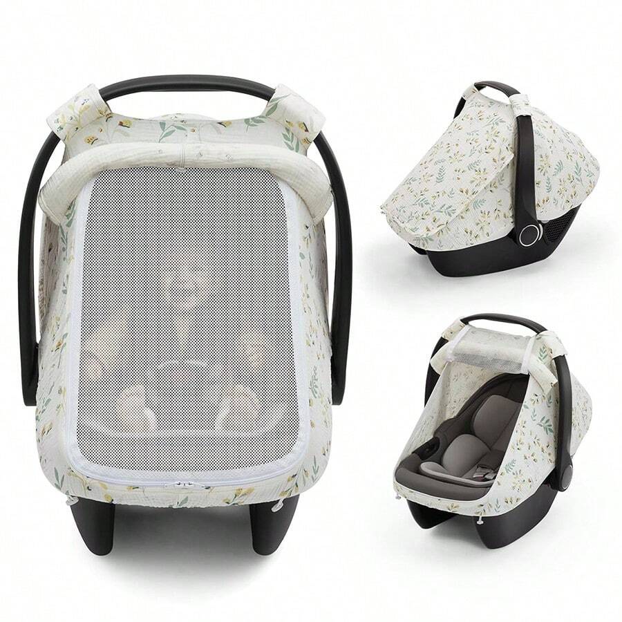1 tấm phủ ghế ô tô cho bé, mái che ghế ô tô bằng cotton thoáng khí với cửa sổ lưới lớn, tấm che nắng cho ghế ngồi ô tô trẻ sơ sinh và xe đẩy. - Nhiều màu - Xem 1