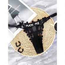 Custom Thong G-Strings With Charms Name Personalized Charm Thong With Any Name Custom Thong Couple Gift Fashionable, Colorful, Funny Unique, Customized Finds Gift, Personalized Gifts For Women, Lingerie, Winter Fashion, Panties, Underwear, Thongs Ideal Gifts For Her Family, Friends, For Winter, For Fall/Autumn, For Holiday, Rave,Chic Autumn,Enchanted Romance Gown,Bridallingerie - 黑色 - 查看 3