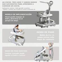 Andador Multifuncional Para Bebé Musical Con Toldo - Aprendizaje Para Bebé De 6-12 Meses - Gris - Ver 10