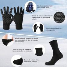 Gorra y Bufanda Set Invierno 5 en 1, Gorros con Tejido de Punto, Guantes para Pantalla Tactiles, Clida bufanda forrada y Calcetines*2, para Clima Fro Actividad al Aire Libre Esquiar Ciclismo, Unisex - Negro - Ver 6