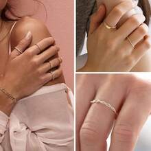 12 PCS Dainty 14K Gold Rings Women, Open Chunky Twist Simulated Criss Designs, Non Tarnish Gold Plated Stacking Thumb Ring, Wedding Bands Size 5 - 11 - 金幣 + 8 - 查看 6