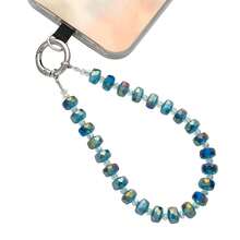 Crystal Beaded Phone Wrist Strap Glass Beads Bracelet Lanyard Crystal Chain Cell Phone Wristlet Strap For Women (Aqua Glass Green) - 水玻璃綠 - 查看 1