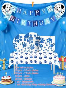 狗狗主题派对套装、一次性餐具套装、餐桌装饰、生日装饰、野餐用具、场景装饰、派对氛围道具、节日用品、派对装饰布置用品、派对小礼物 - 彩色 - 查看 11