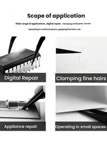 1支/5支装 12.2厘米*1.1厘米 黑色防静电93302直头无刮痕碳纤维塑料镊子，精密工艺镊子，适用于电子维修工具、DIY手工工艺品、珠宝制作 - 黑色 - 查看 4