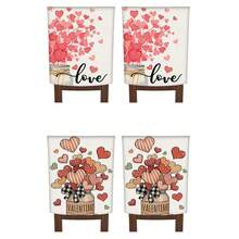 2 piezas/4 piezas Funda para silla del Día de San Valentín, funda para silla con corazón rojo, removible, adecuada para el Día de San Valentín, aniversarios, decoración de mesa de comedor familiar y protección de silla - Multicolor - Ver 6