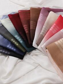 1件女士优雅纹理缎面围巾，拼接褶皱柔软渐变色头巾，适合搭配穆斯林头巾服饰 - 彩色 - 查看 5